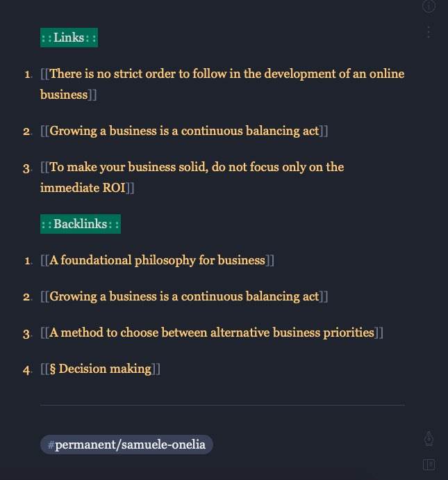 Zettelkasten crea link con altre note