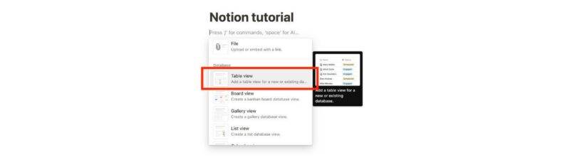 Notion crea database